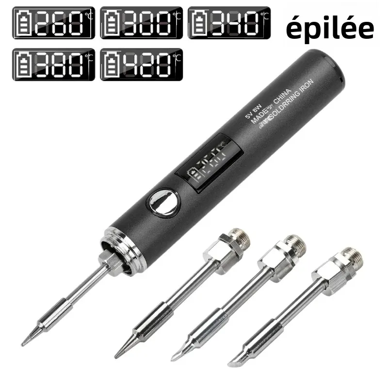 Kit de fer à souder électrique USB DC3.7V 2A, type-c, 5 vitesses, température réglable 260-420 C, Mini fer à souder, outils de soudage