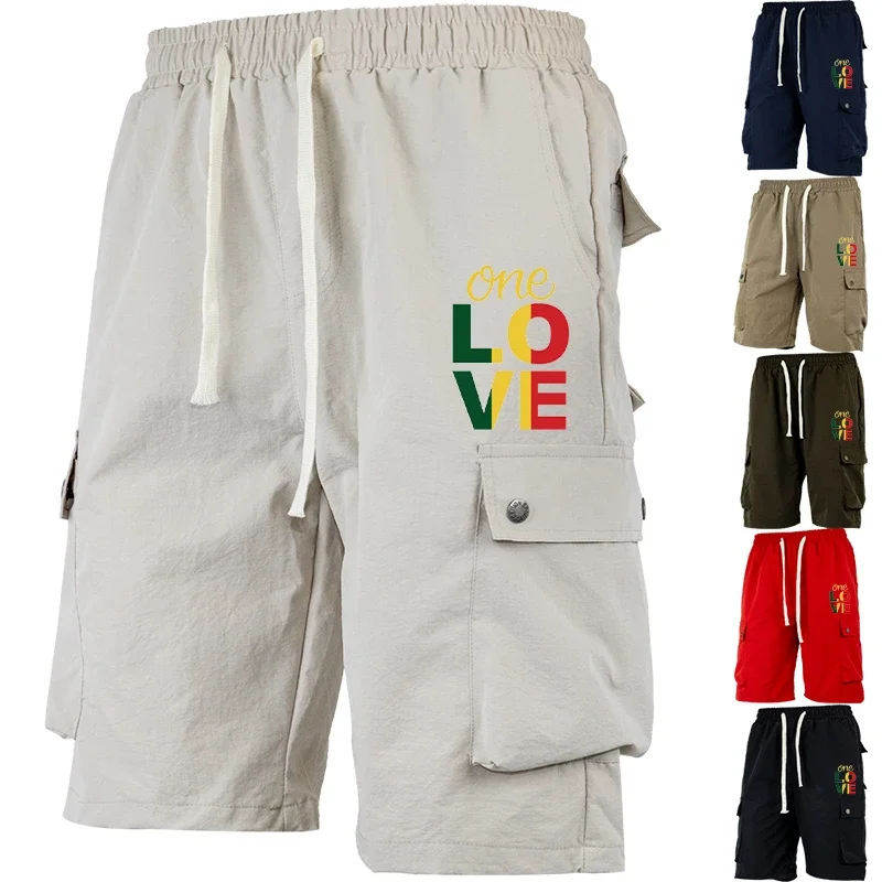 

Men's Streetwear Cargo Shorts Summer Casual Solid Multi-Pocket Drawstring Loose Fit Outdoor Beach Tactical Short Trousers