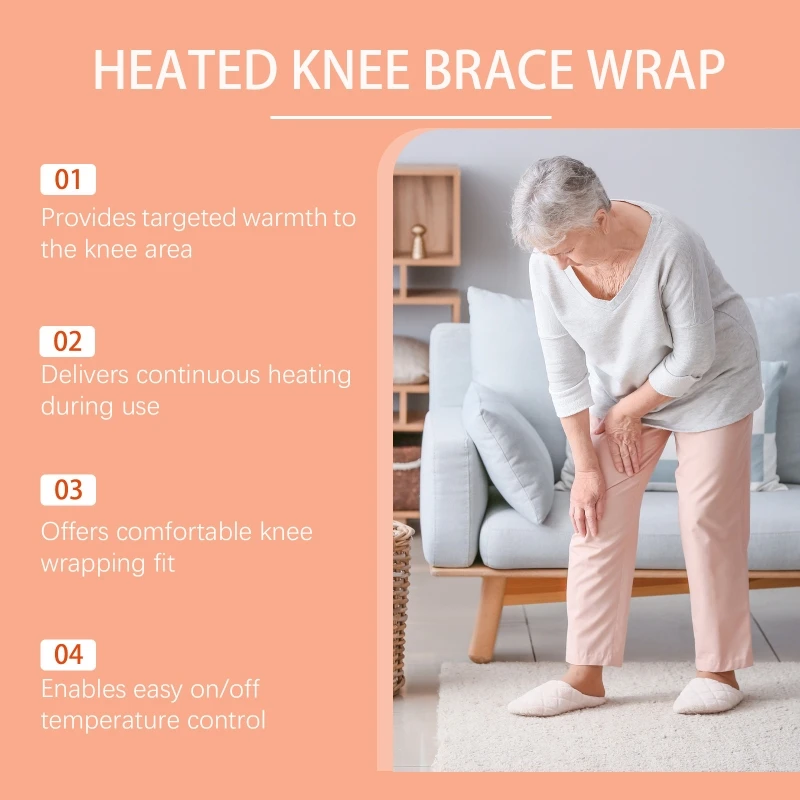 M89F Heating Knee Support with Vibrating Massage and Heat Knee Wrap Heated Knee Warmer During Winter