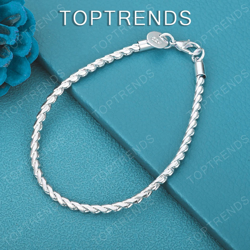 

20cm 925 Sterling Silver Twisted Rope Chain Bracelet Fashion Simple Jewelry Accessories For Women Birthday Christmas Party Gifts