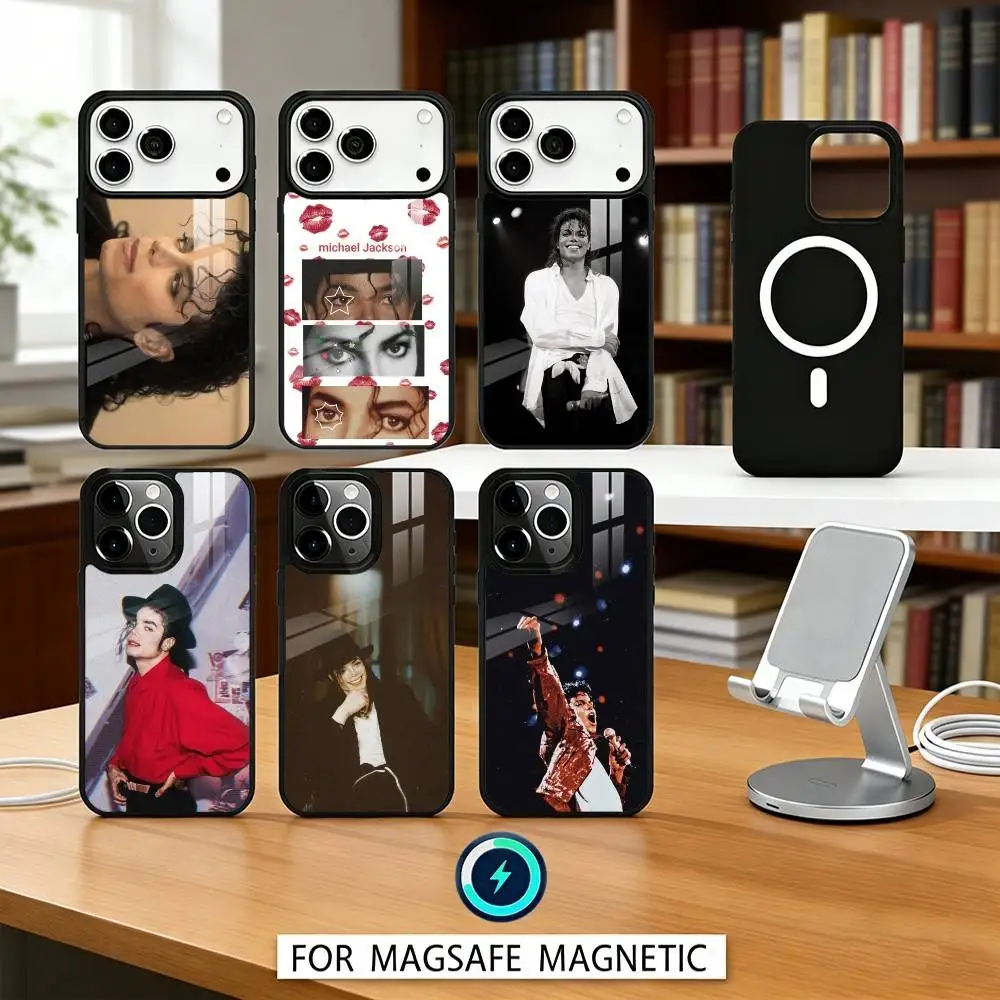 

1-1pc S-Singer Michael Jackson Phone Case Magnetic For iPhone17 16 15 14 13 12 Pro Max For Magsafe Wireless Charging Cover