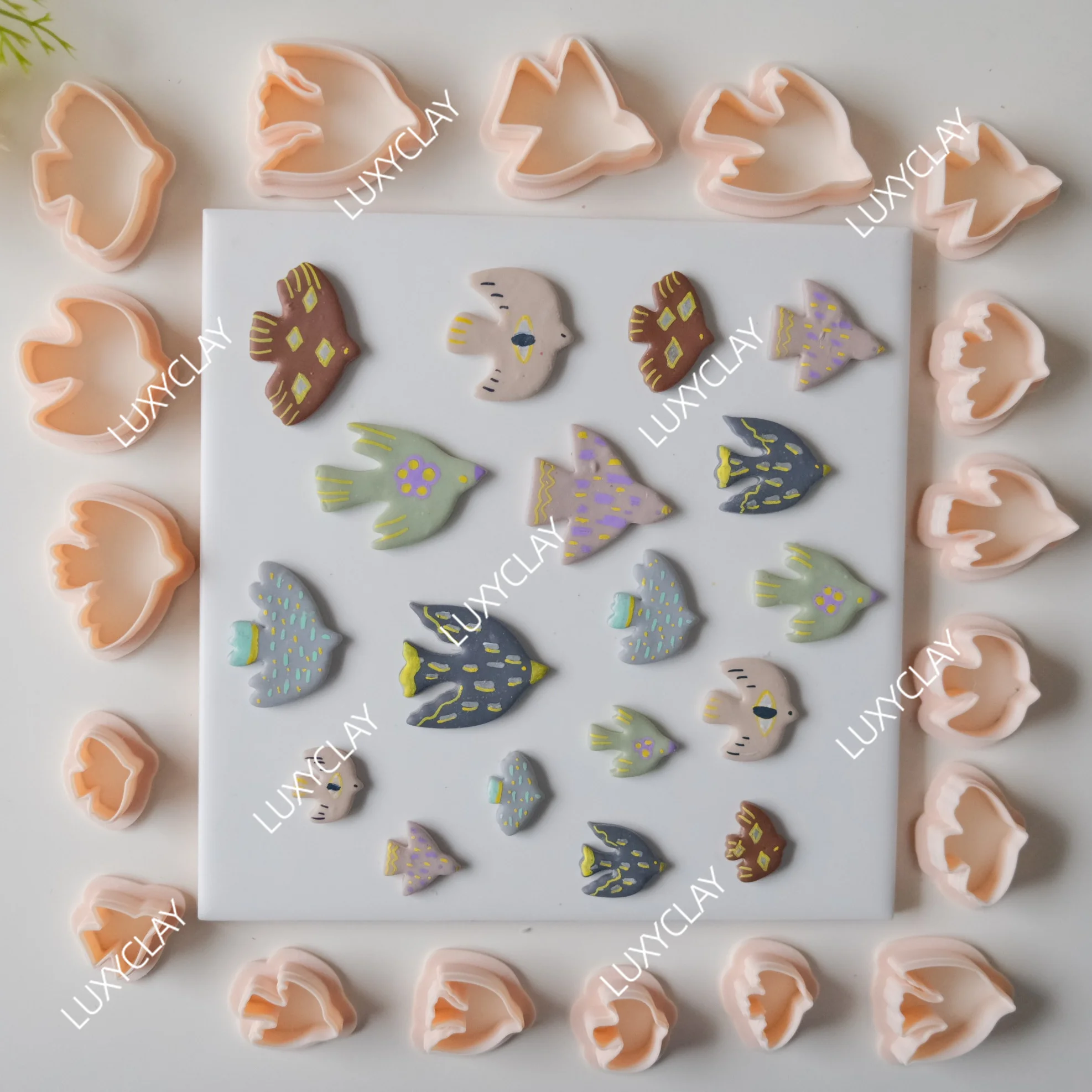 3pcs/set Flying Birds Polymer Clay Cutters for Earrings & Jewelry Making, Abstract Bird Shape Clay Molds for Pendants Crafting