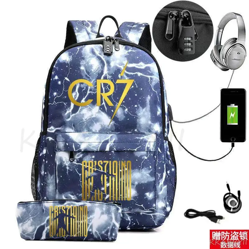 CR7-mochila para ordenador portátil para mujer y hombre, bolsa de lona, de viaje, Retro, informal, escolar, para adolescentes