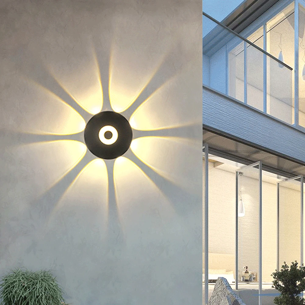 Impermeável LED Lâmpada de parede Circular, Modern Outdoor Jardim Luz, Exterior Porta Luz, Branco Quente, Circular, Pátio, 6000K, 3000K