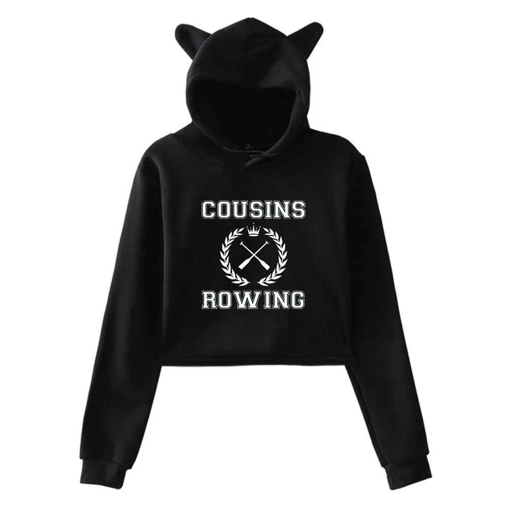 The Summer I Turned Pretty Season 2  Cousins Rowing Pullover Cat Ears Hoodie Long Sleeve Female Crop Top 2023 Women's Clothes