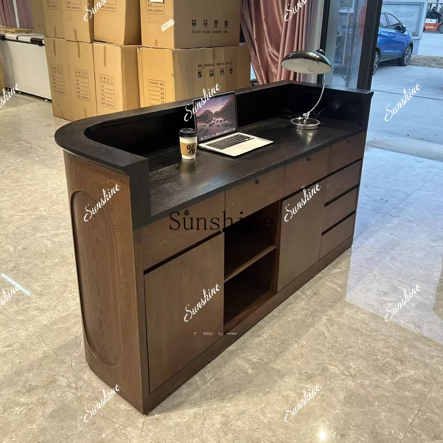 متجر لبيع الملابس أمين الصندوق طلاء بسيط لصالونات التجميل ومتجر الاستقبال TF #1