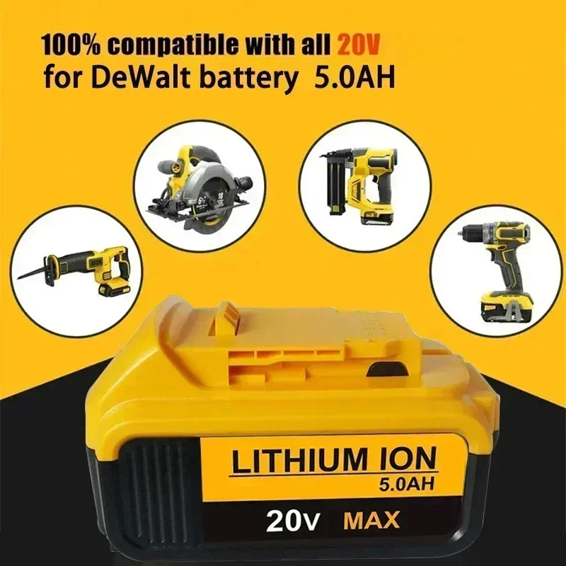 Оригинальный аккумулятор 20 В MAX 5,0 Ач DCB200, сменный литий-ионный аккумулятор для DeWalt DCB205 DCB201 DCB203, аккумуляторы для электроинструментов