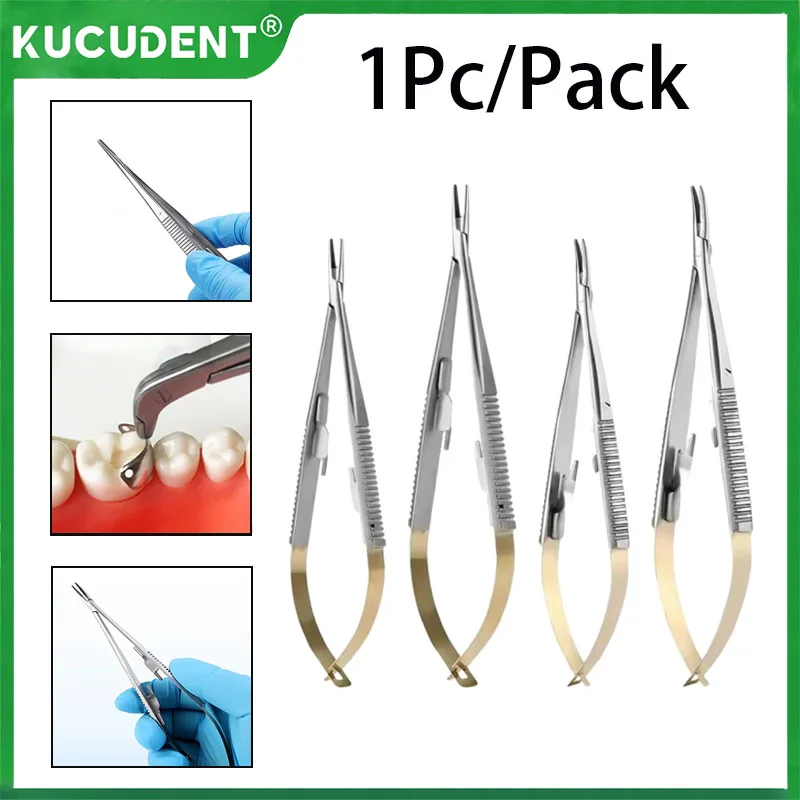 

Castroviejo Needle Holder Dental Orthodontic Implant Forceps Straight/Curved Dentist Matrix Bands Placement Instruments 14/16cm