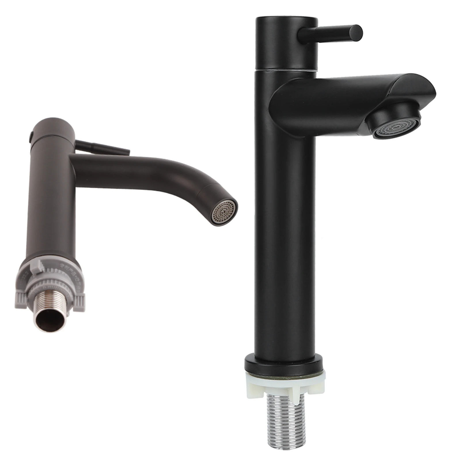 

1Pc G1/2in Stainless Steel Washbasin Single Cold Faucet Water Tap for Bathroom Toilet Black