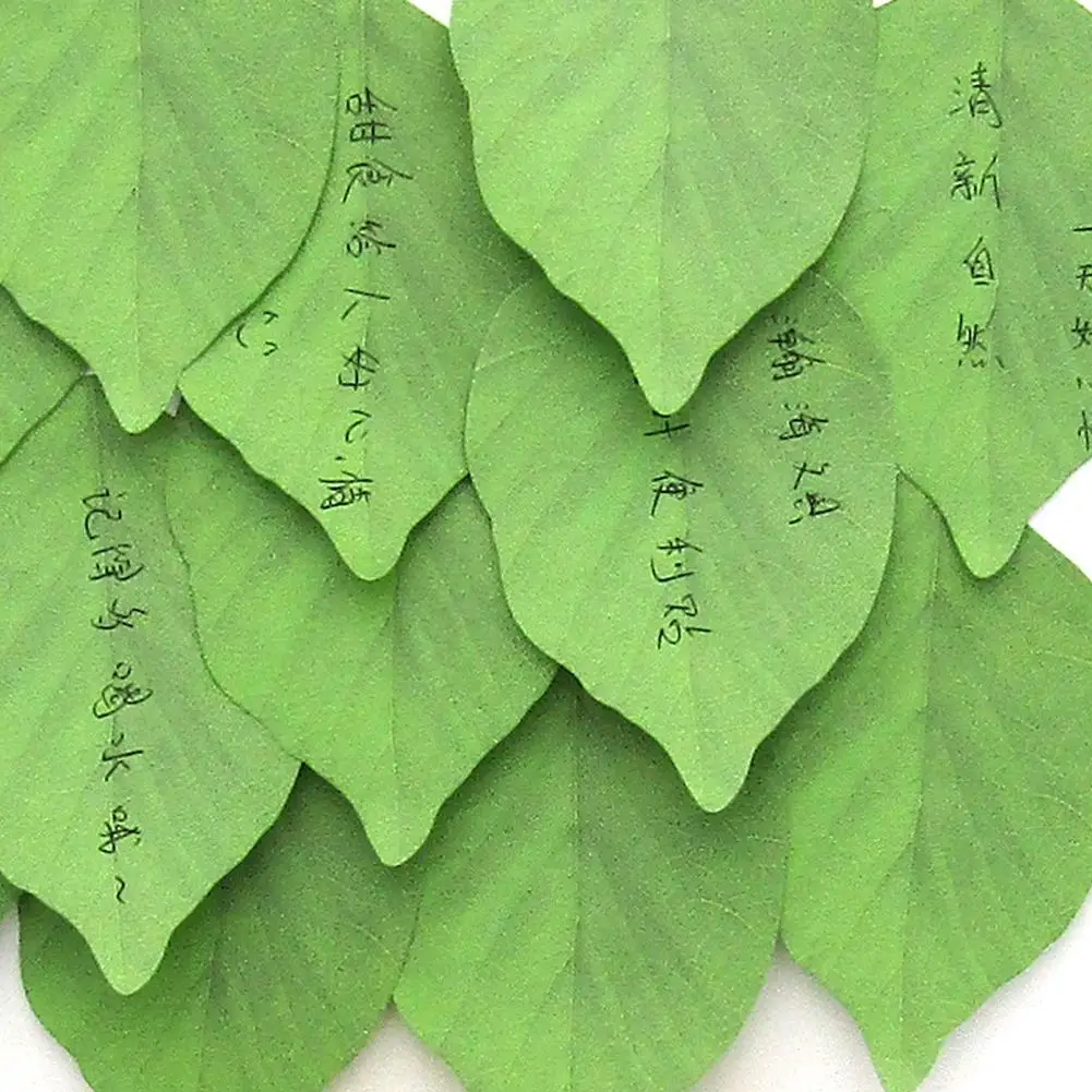 50 Sheets Simulated Leaf Notebook Message Post Leaf Shaped Portable Memo Note Pad Dining Table Refrigerator Decoration