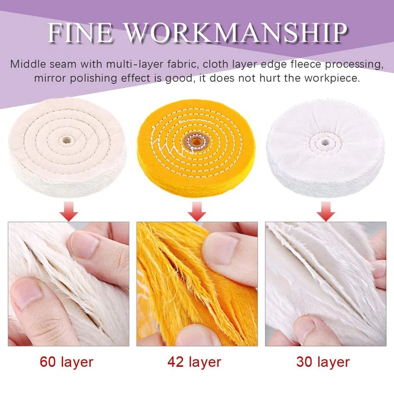 Hot 20Pcs 2 Inch Compressed Wool Fabric Disc With 3 Colors Polishing Compounds And 6Pcs 6 Inch Buffing Polishing Wheels