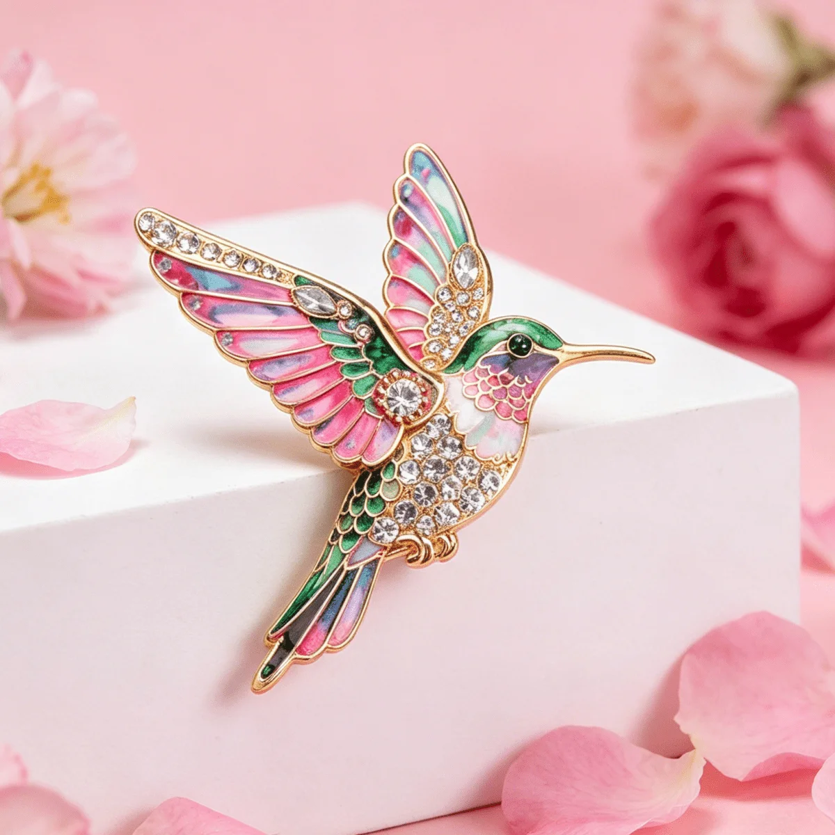 Vintage Emaille Kolibri Strass Brosche Bunte Tier-Anstecknadel für Party Hochzeit Schmuck – Detail 2
