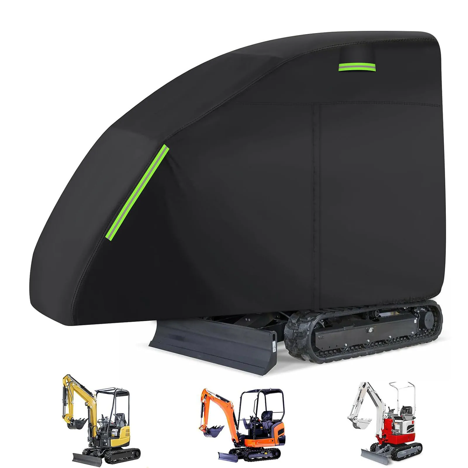 Waterproof Excavator Cover 210D Oxford Fabric for Bobcat Kubota CAT 800-1600kg Sun Rain Dust Protection with Reflective Strip
