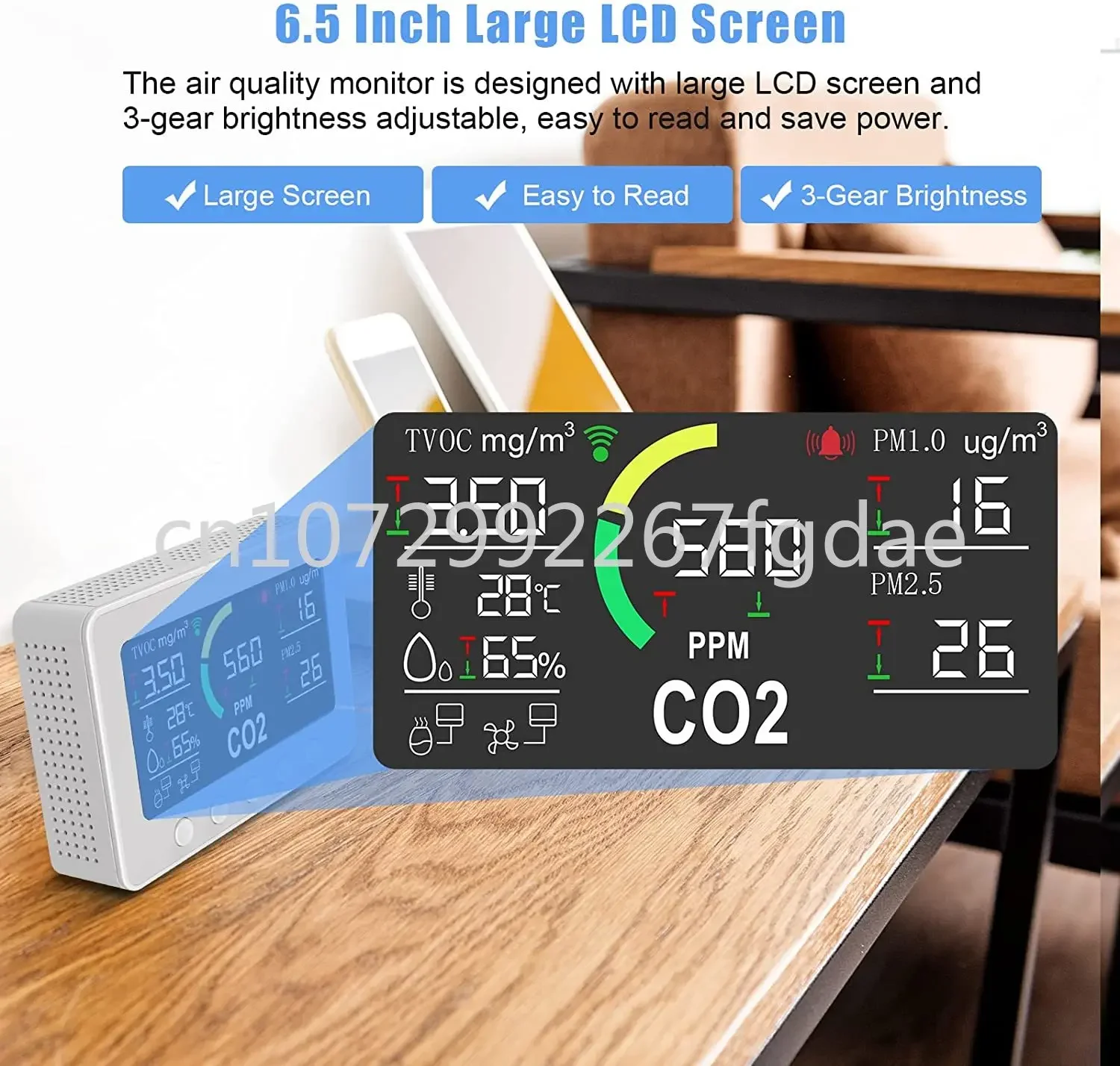 7-in-1 RS485 WIFI Air Quality Monitor CO2 CO2 Meter PM1.0 PM2.5 PM10 TVOC VOC Dust Particle Detector Gas Analyzer