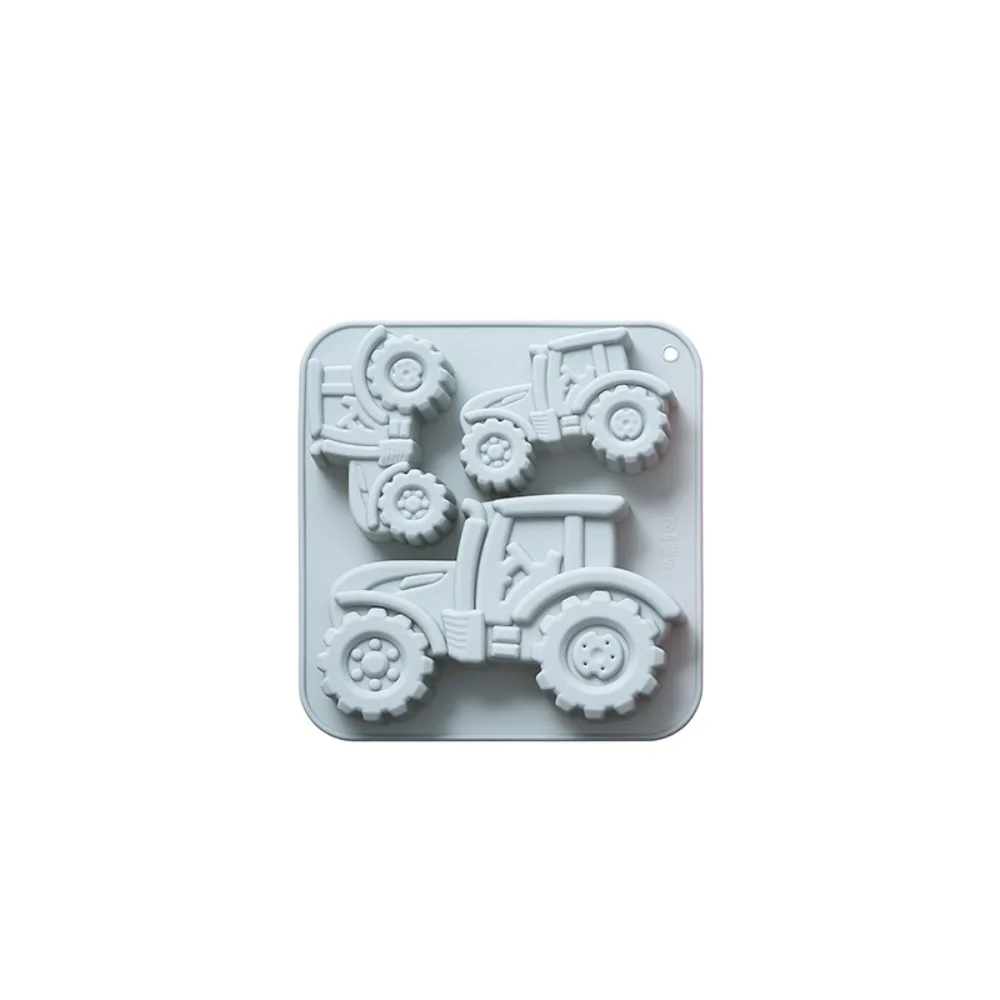 3-Cavity Tractor-Shaped Silicone Cookies Mold Easy De-molding Heat/Cold Resistant Chocolate Molds Resilient Farm Theme
