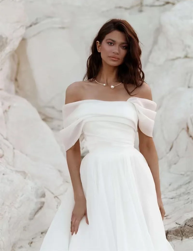 Свадебное платье трапециевидной формы без бретелек с открытыми плечами, тренировочное свадебное платье больших размеров, свадебное бальное платье принцессы на заказ