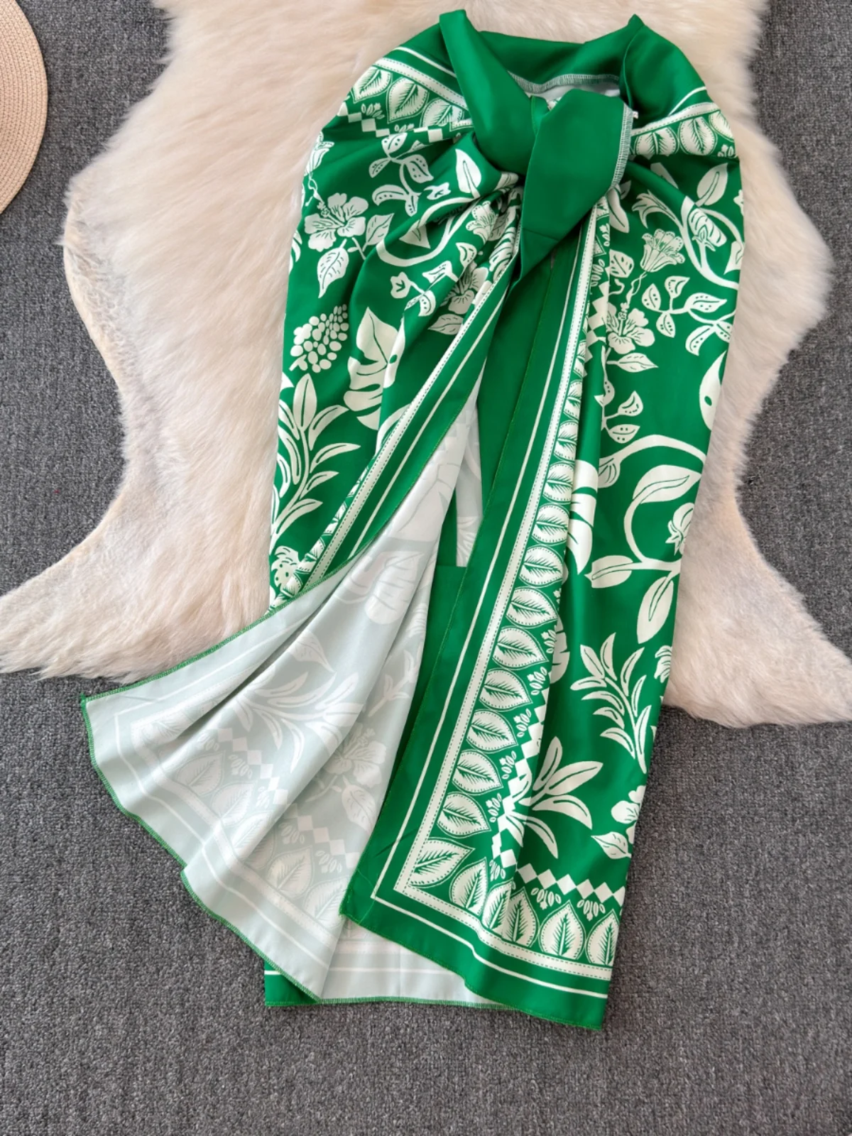 Conjunto de Biquíni Verde Sexy com Alças, Saia Assimétrica de Cintura Alta, Roupa de Férias Fena, Conjunto de Duas Peças ...