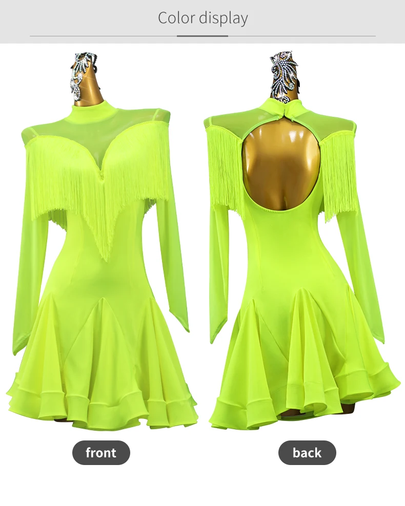 Erwachsenen-Latin-Tanzkleid Damen-Röcke Bühnenbekleidung Mädchen Elegante Party-Tanzkleidung 2026 Sportkostüm Abendkleid mit Fransen – Detail 6