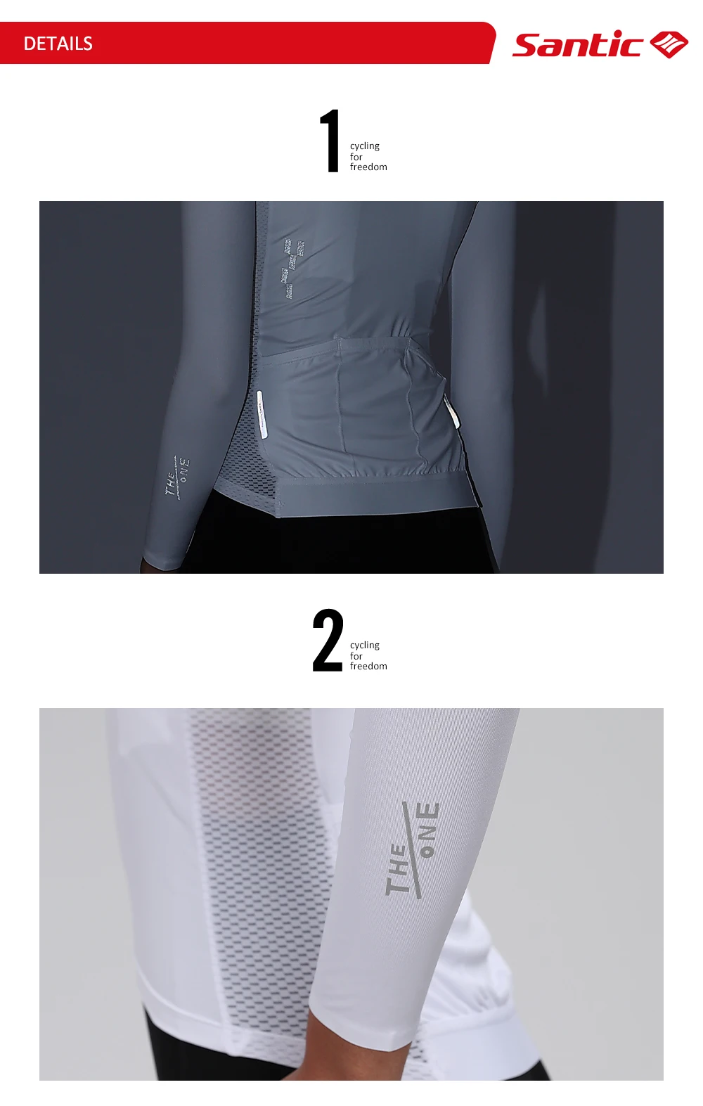 Santic Damen-Radtrikots, langärmelig, atmungsaktiv, schnell trocknend, für die Frühlings- und Sommersaison, bequeme Fahrradbekleidung, KL25C01181 – Detail 3