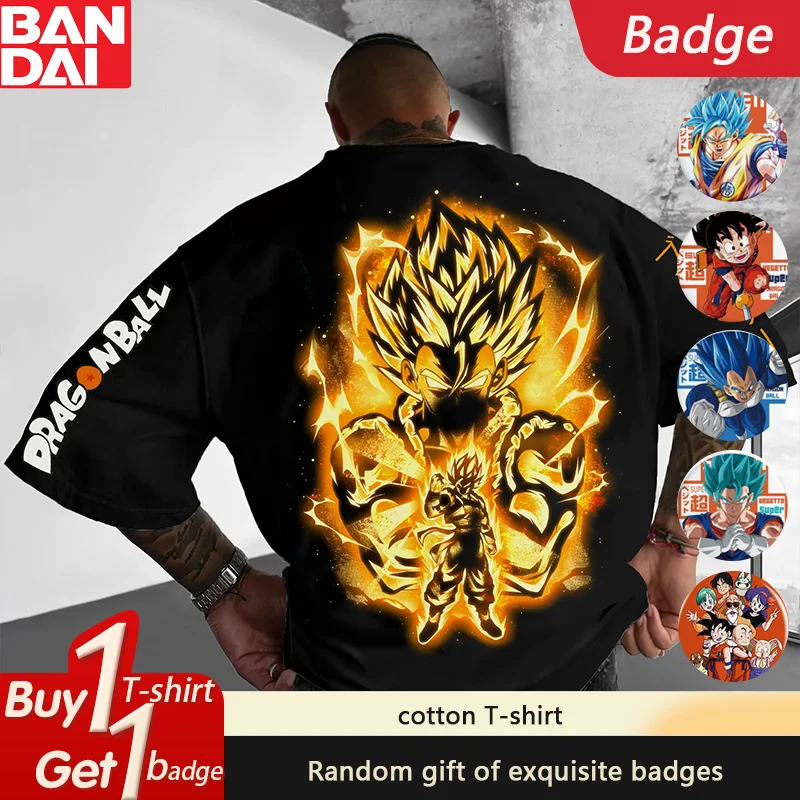 

2025 Dragon Ball GOKU Anime Peripheral Short Sleeve Summer Two Dimensions Loose Men's and Women's Cotton T-Shirts Ins