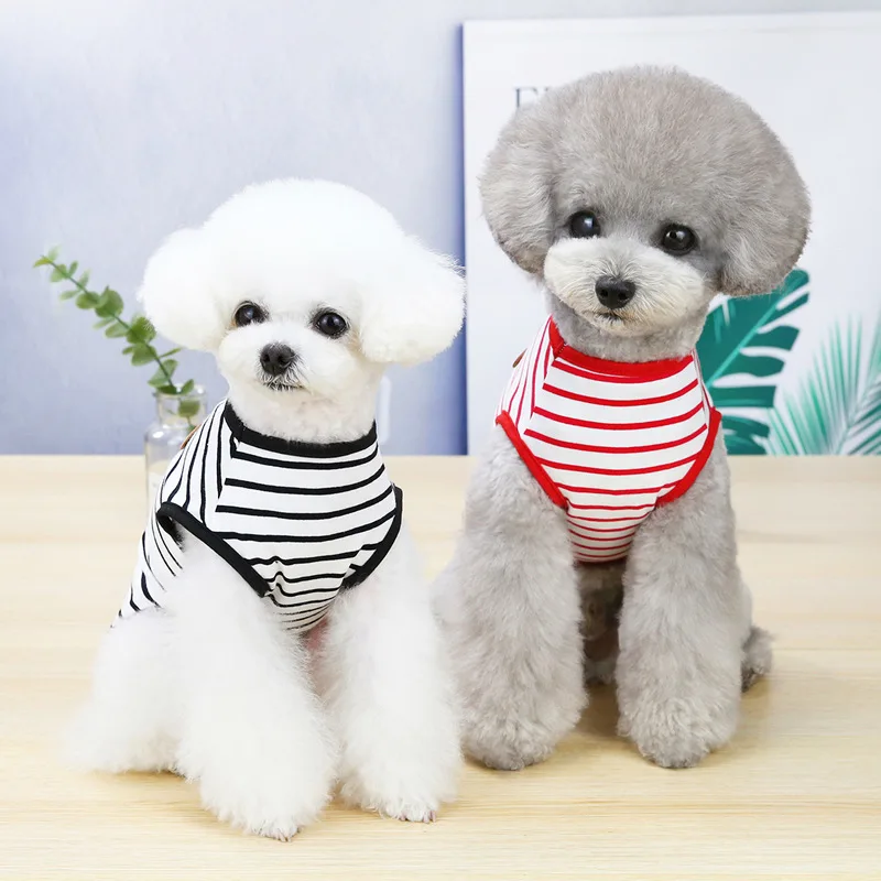 Striped Puppy Sleeveless Vest Spring Summer Pet Clothes for Small Dogs Pomeranian Chihuahua Pullovers Kitten T-shirts Outfits