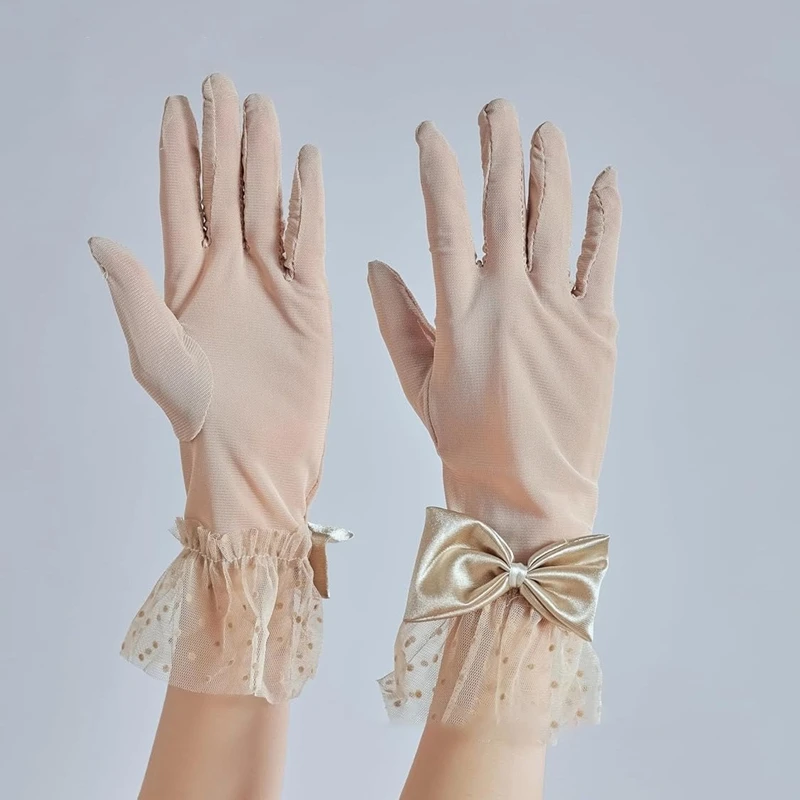 

Элегантные короткие перчатки с бантом для девочек, свадебное платье невесты, украшения, варежки, солнцезащитные перчатки для вождения, аксессуары для выпускного вечера
