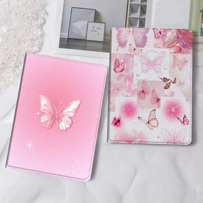 

Cartoon Pink Butterfly Sparkle Tablet Case For Samsung Tab Galaxy S6 S11 A A7 A8 A9 A11 10.1 10.4 10.5 Plus Lite Gift