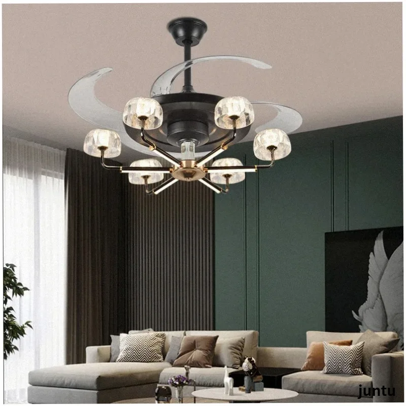 magic bean ceiling fan light home minimalist bedroom dining room invisible electric fan light fan chandelier
