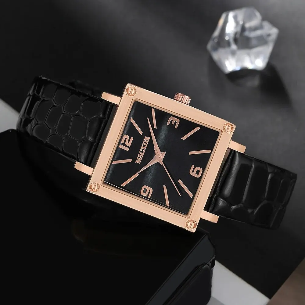 2PCS Set Women Fashion Casual Leather Belt Watches Quartz Wristwatches & Ladies Glasses Sunglasses Dress Clock Montre Femme