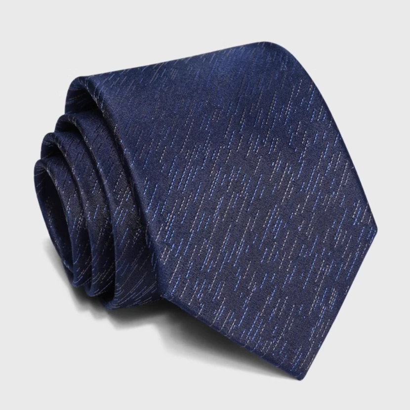 High Quality 100% Silk Blue Fine Stripe Pattern Tie For Men's British Style Business Banquet 8CM Wide Version Real Silk Cravat