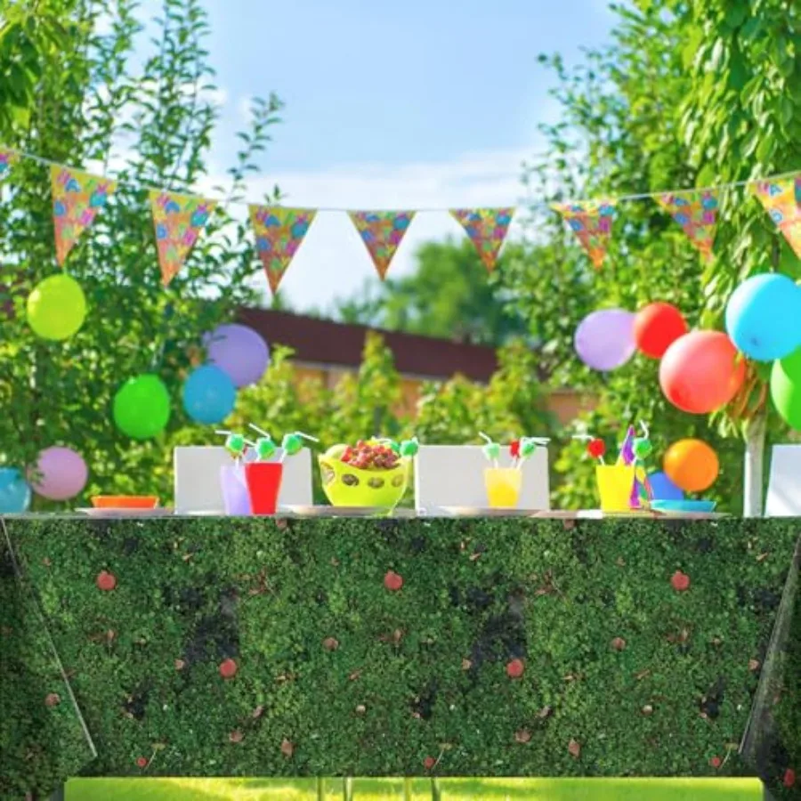 3 قطعة مفرش المائدة البلاستيكية الطحلب الأخضر 108x54 بوصة أوراق العشب غطاء الطاولة مفرش المائدة القابل للتصرف لطاولة مستطيلة الغابات يونيو