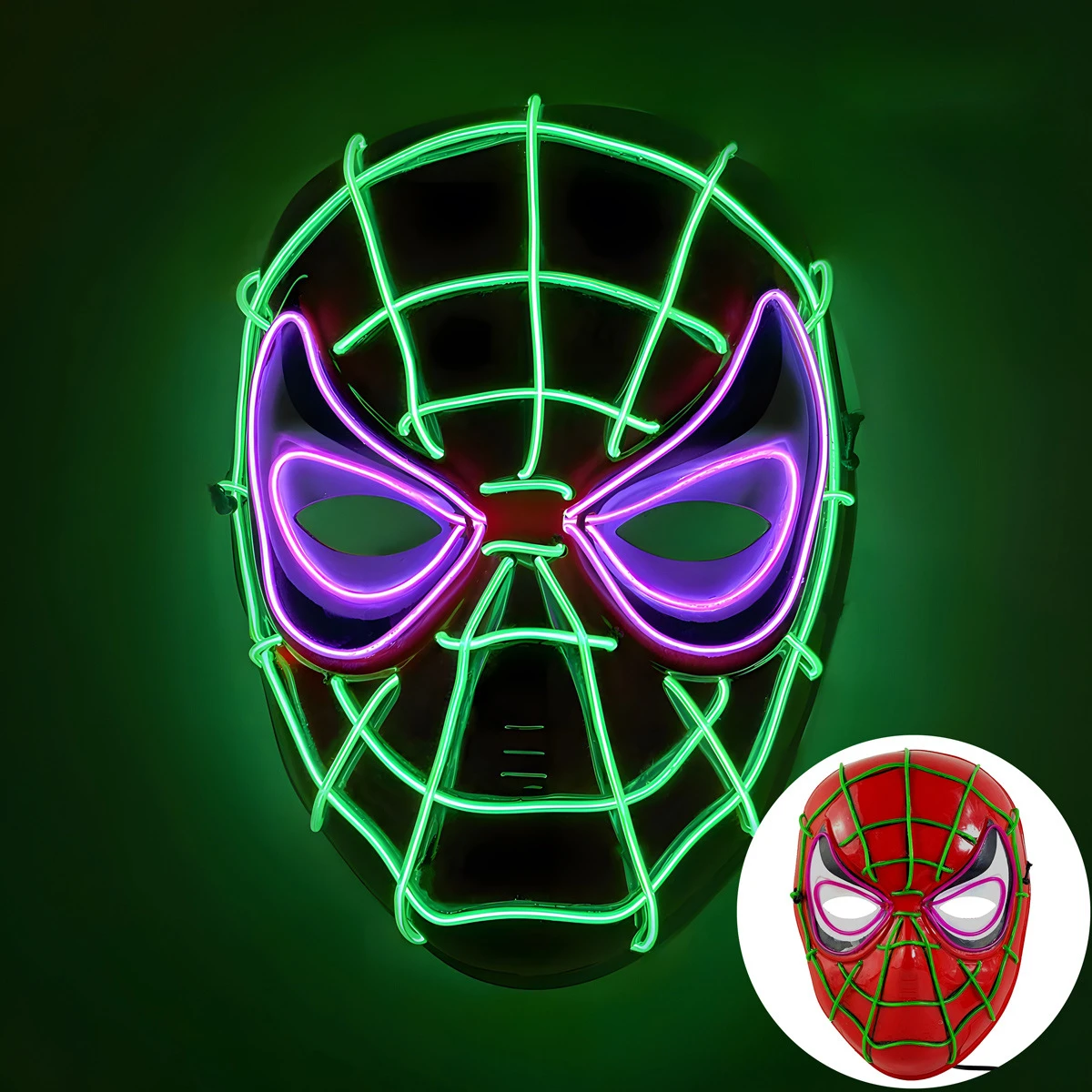 LED Spiderman Mask Superhero Luminous Mask Unisex Avengers Cosplay Props Halloween Dress Up Festival Party Supplies Gift