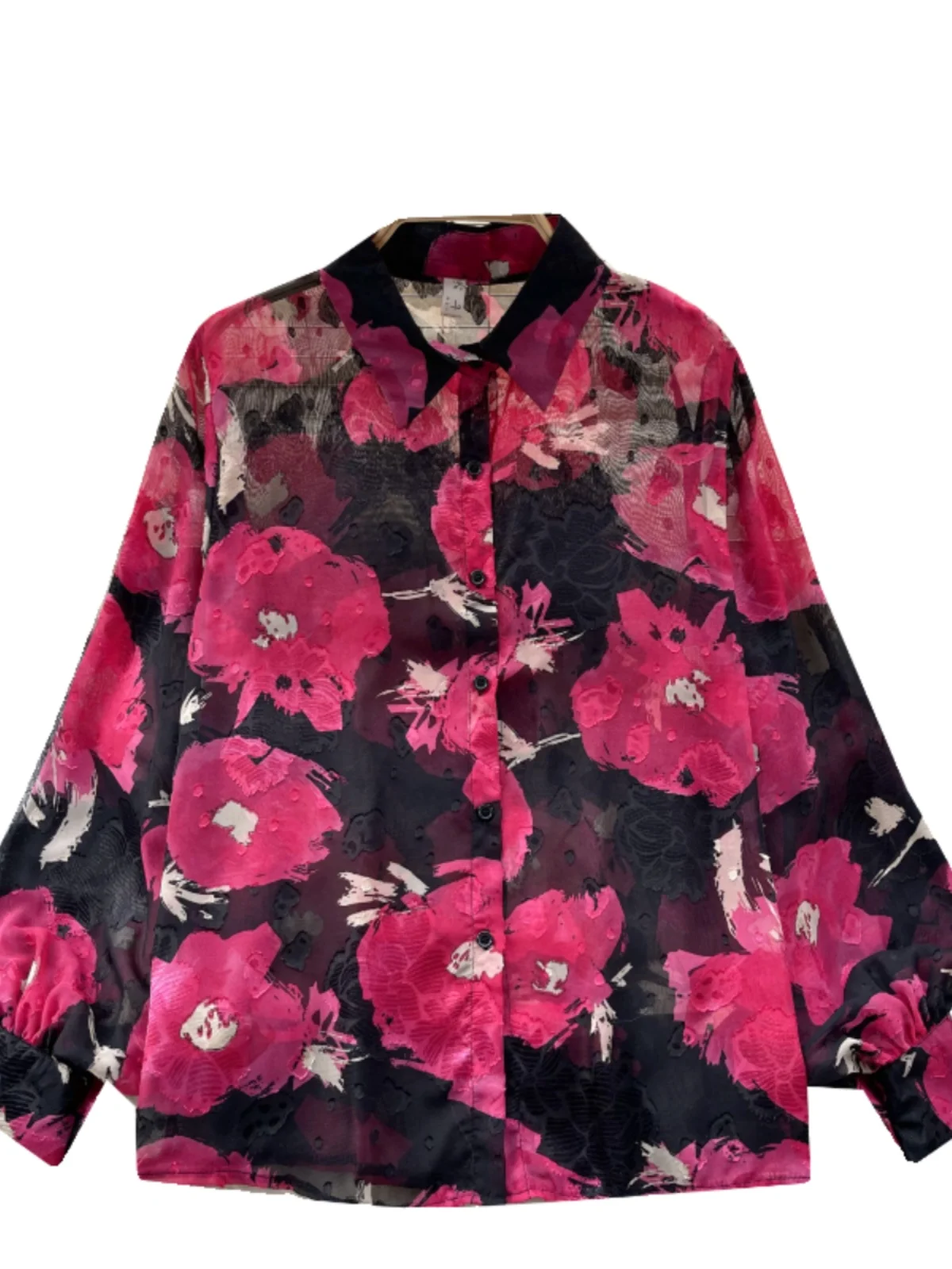 Romantic Floral Print Long Sve irt Women's Summer Lantern Sve Premium Feel Top Korean Sle Loose Fit Commute Wear