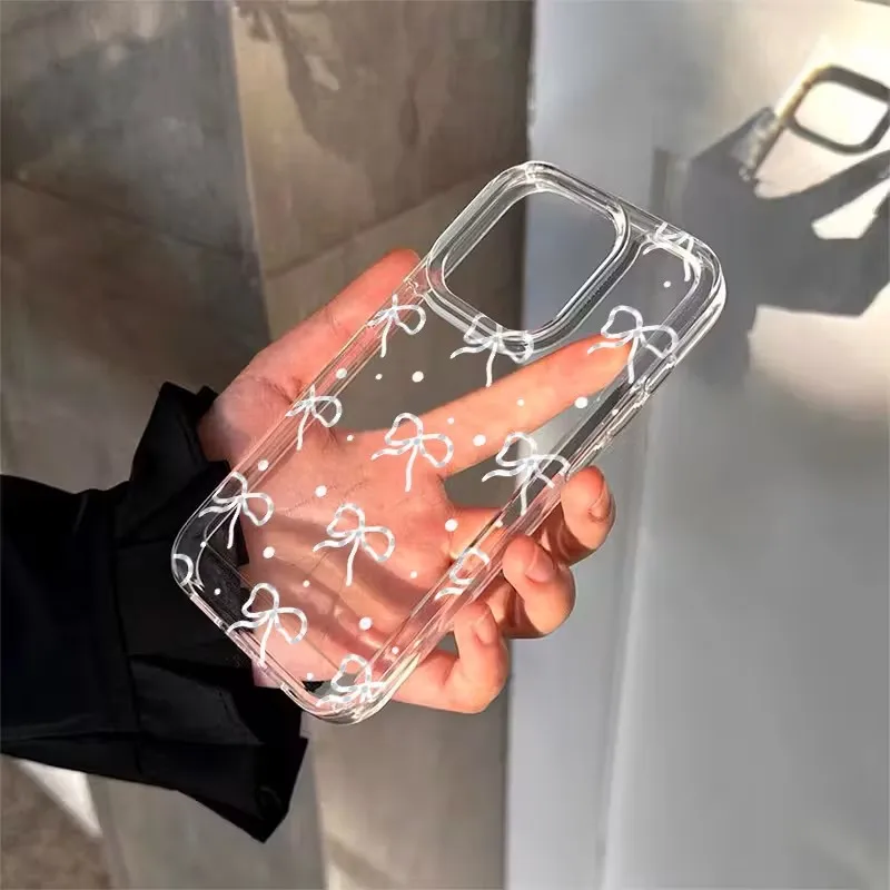 Immagine 6: Elegante custodia per telefono con fiocco bianco per IPhone 17 Air 16 15 Pro Max 11 13 14 Pro Max Plus 12 Mini 16E 7 8 Plus Cover morbida antiurto