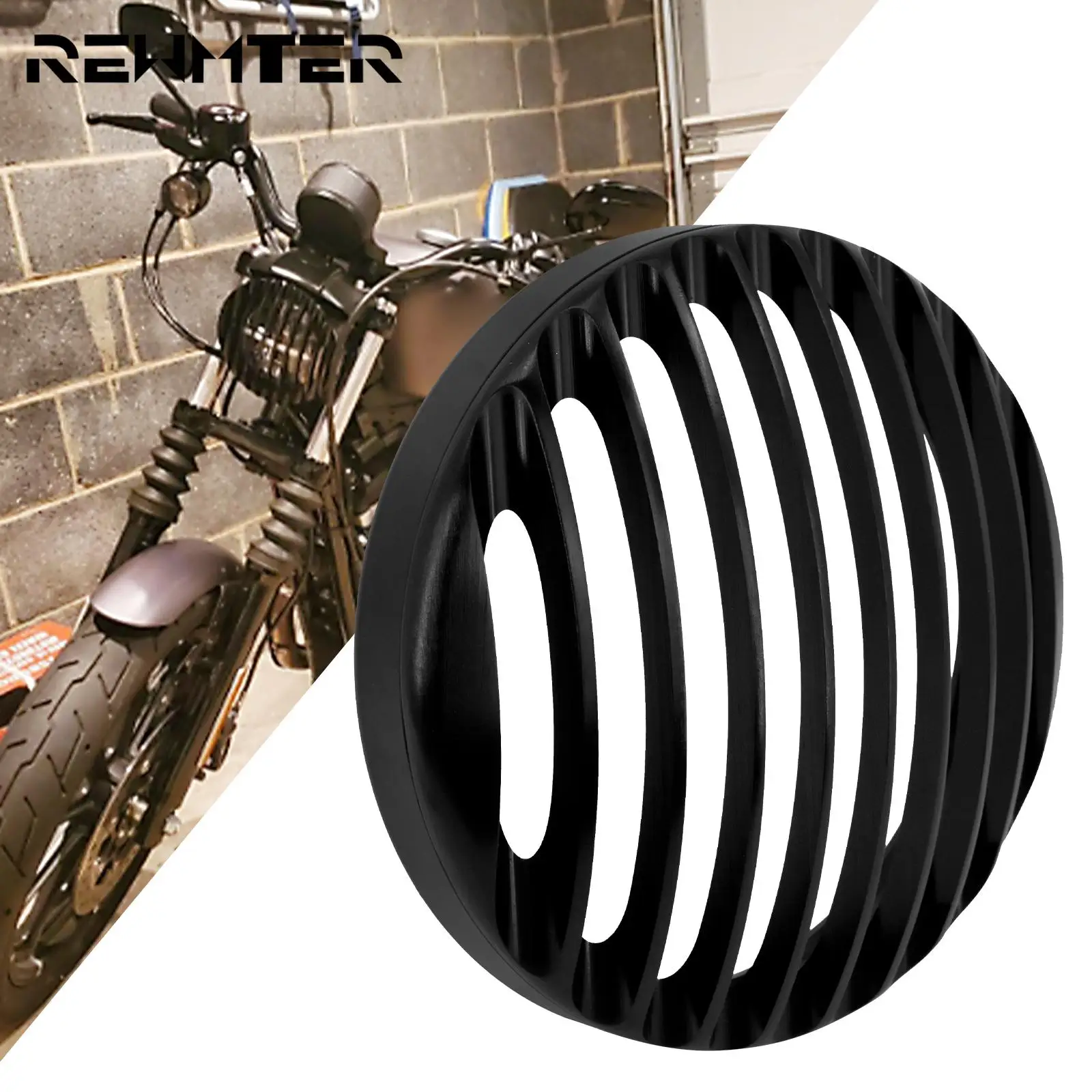 

Motorcycle 5.75" 5 3/4" LED Headlight Grill Cover Black For Harley Sportster XL 883 1200 Iron XL1200C 48 Custom 2004-Later