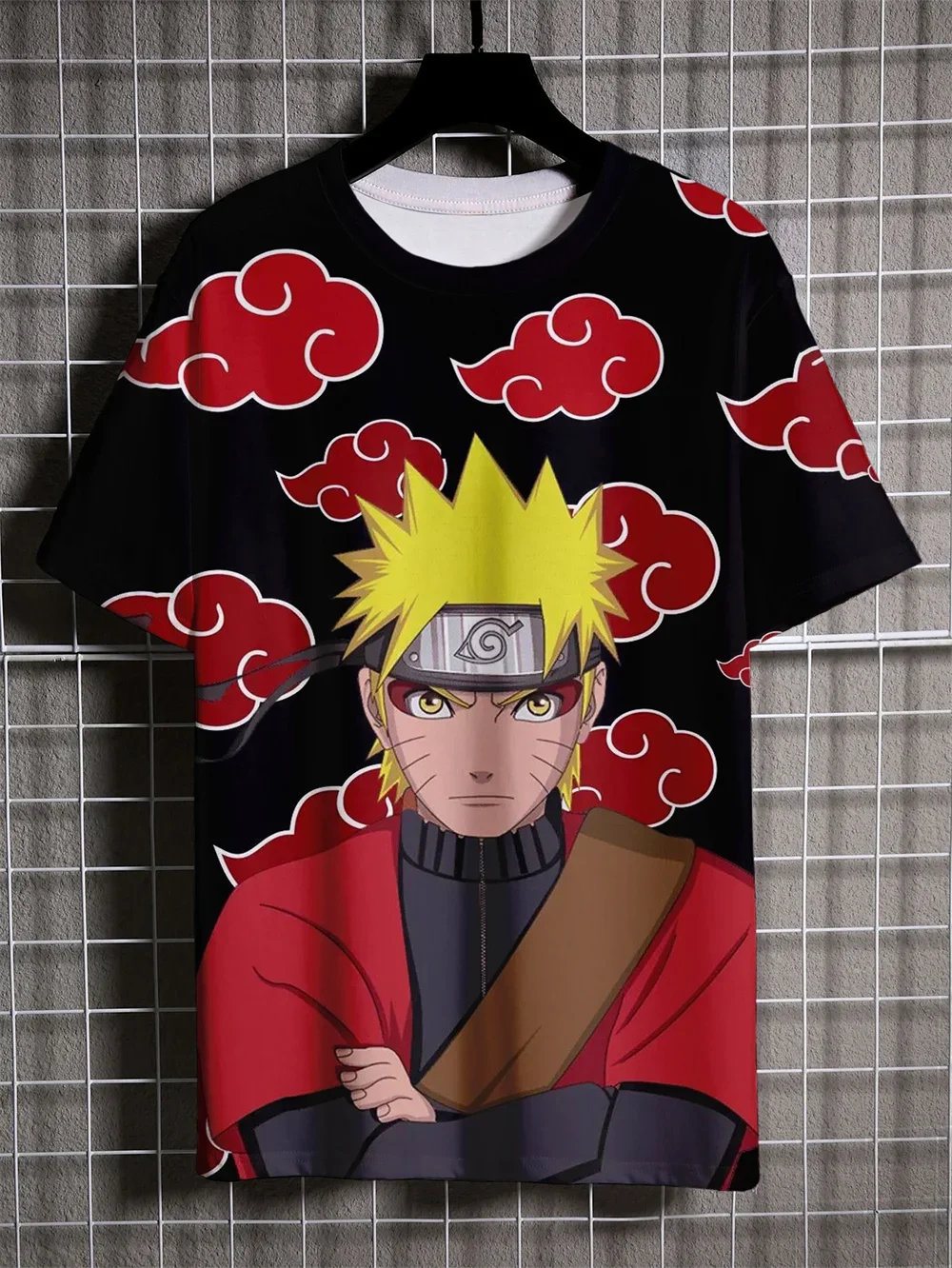 2024 New Japanese Anime 3D Printed Naruto Pattern Men's T-shirt Street Sports T-shirt Casual Oversized Men's Short Sleeve