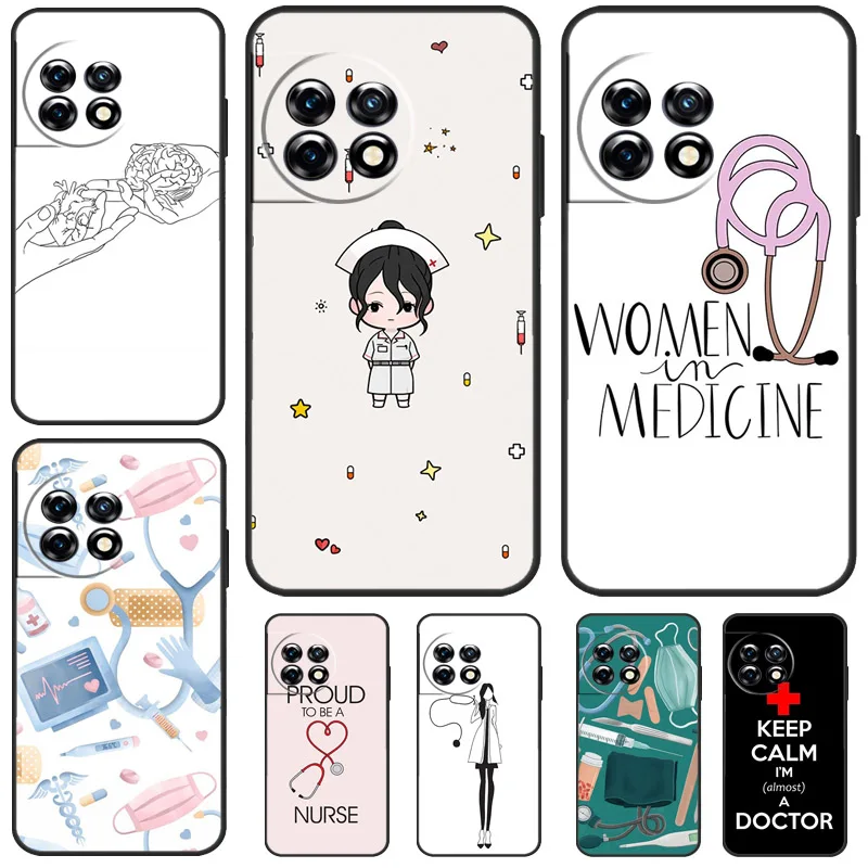 Cartoon Doctor Nurse Case For OnePlus Nord CE 3 Lite 2 2T N10 N20 OnePlus 12R 10T 9RT 10R 8 9 10 Pro 11 12 Cover