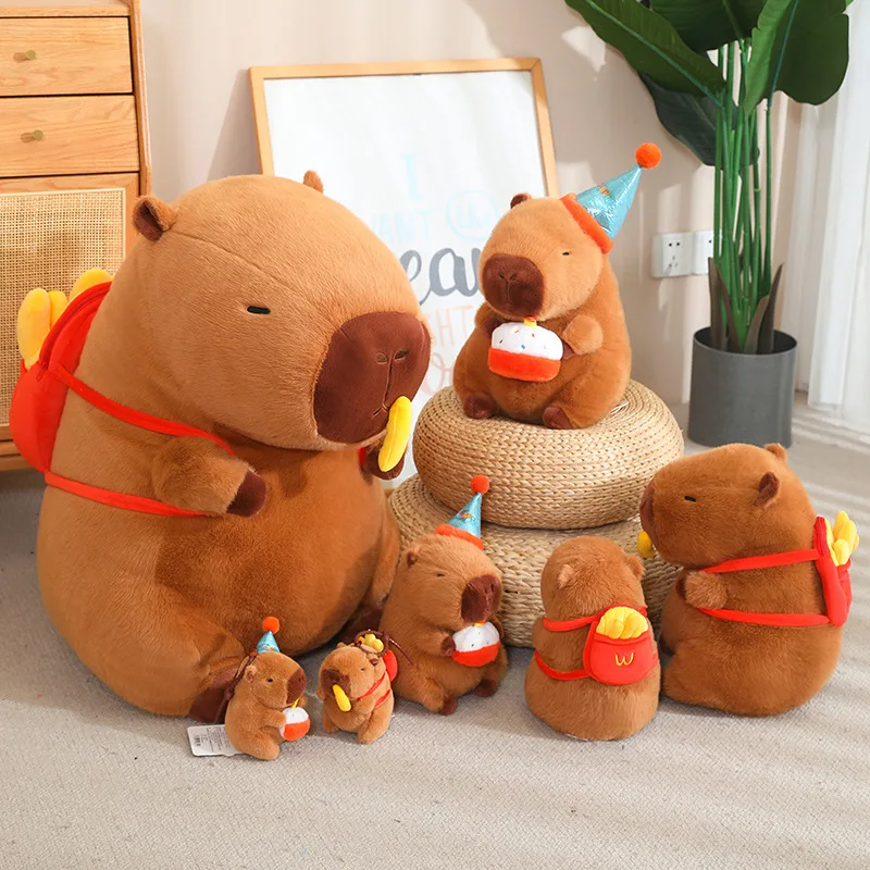 かわいいカピバラ バックパック人形バッグペンダント装飾ぬいぐるみカピバラ誕生日/フライドポテトシリーズアニメクリスマスギフト