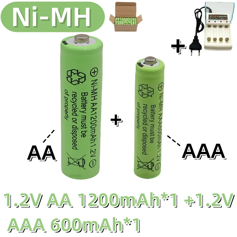 Rechargeable battery 1.2V AA 1200mAh Ni-MH AAA 600mAh lpega Rechargeable Ni-MH 1.2V AA AAA battery