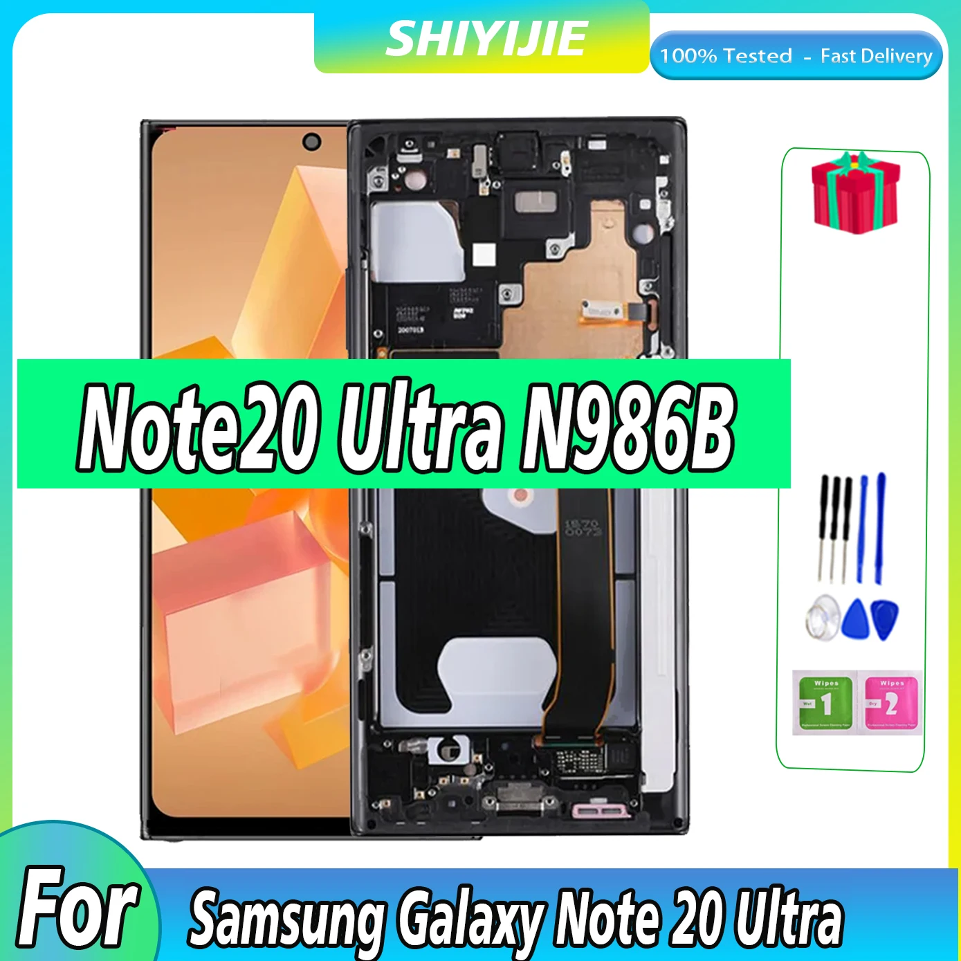 

6.7" For Samsung Galaxy Note 20 Ultra Display Note20 Ultra SM-N986F N986B With Frame LCD Display Touch Screen Repair