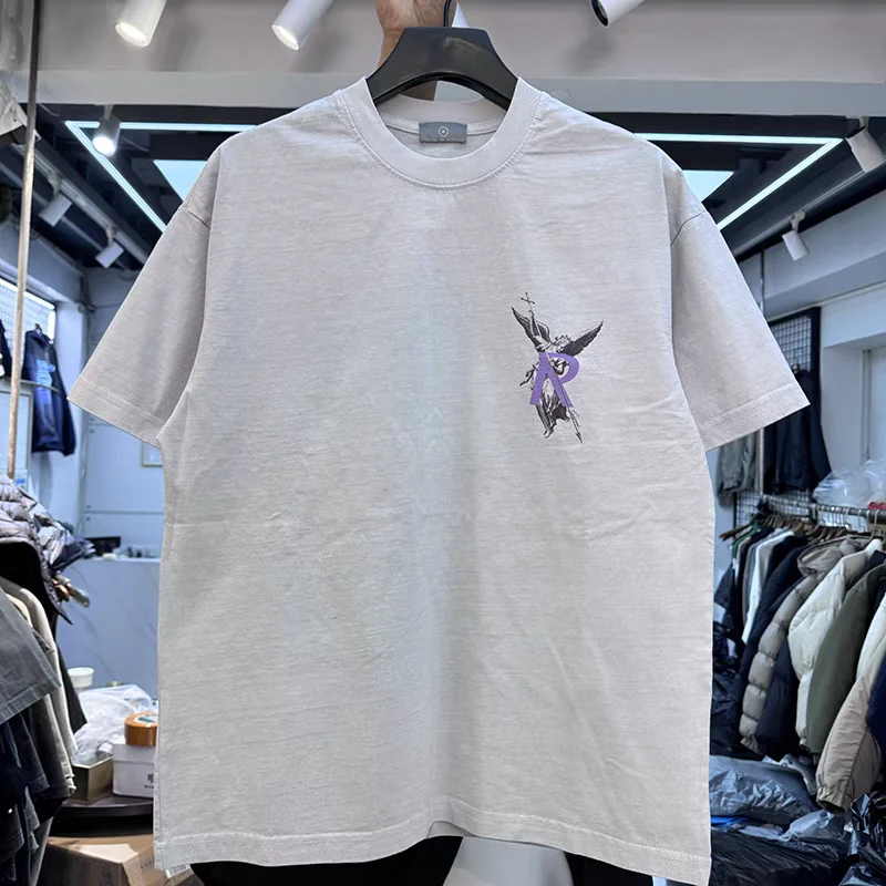 REP Angel R letter pattern print T Shirt Men Women Oversized T-shirt Top Tees