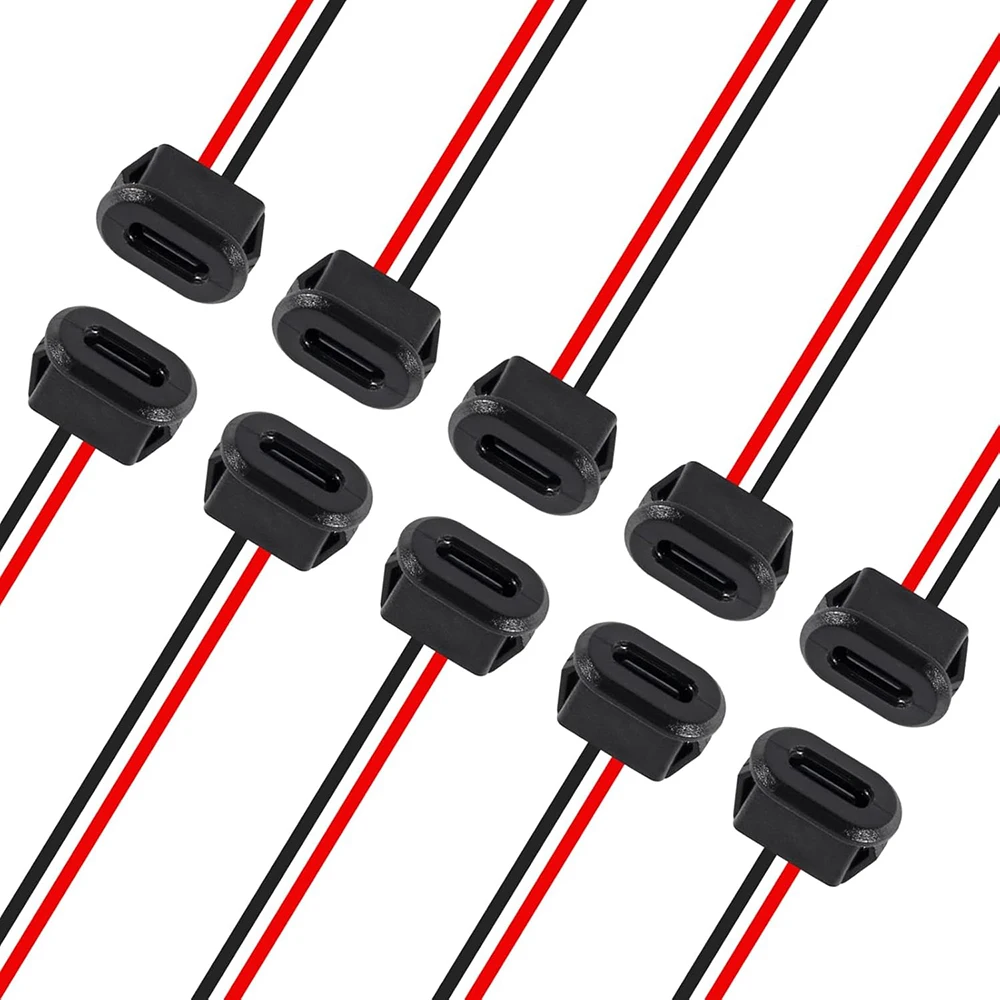 10 قطعة Type-C أنثى 2Pin USB موصل Type-C مقاوم للماء مع مقبس أنثى شحن سريع جاك شحن ميناء USB-C شاحن التوصيل