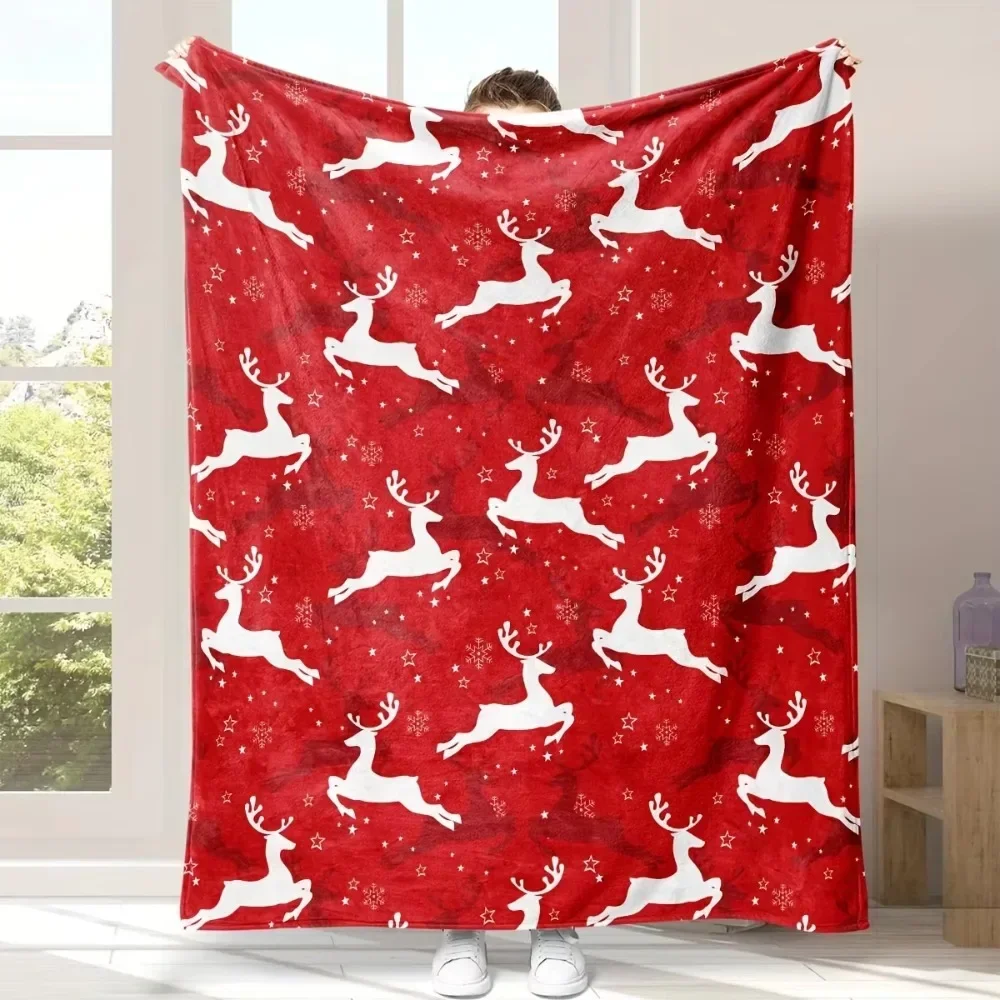 Hot Selling Xmas Flannel Blanket Single Side Printed Soft Plush Nap Cover Blanket for Bedroom Sofa Decor Bulk Wholesale