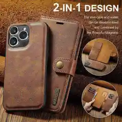 Retro Flip Case for Apple iPhone 16 17 Air 15 14 Plus 13 Pro 12 Mini XS Max XR 7 8 SE 2022 Removable Back Cover, Built-in Magnet