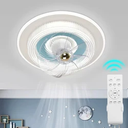 New Bedroom Lighting 360 Degree Silent Shaking Head Electric Fan 220V Pink Blue Gray Living Room Home Decor Ceiling Fan Lamp