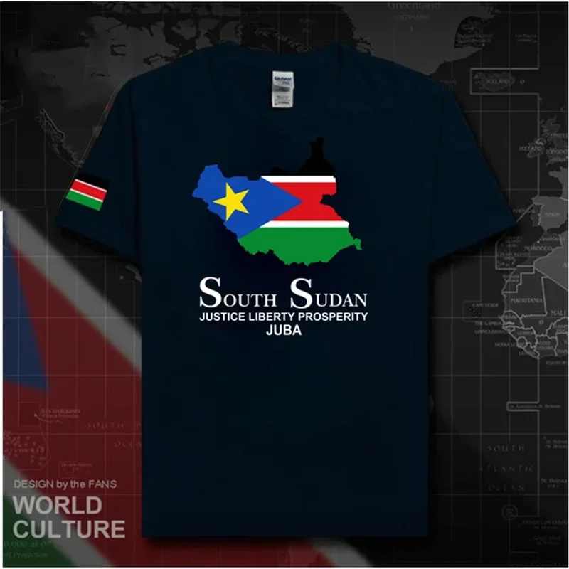 South Sudan Sudanese Juba Mens T Shirt Men New Short-sleeved T-shirt Men's Casual Sports Summer Team National Map Cotton T-shirt