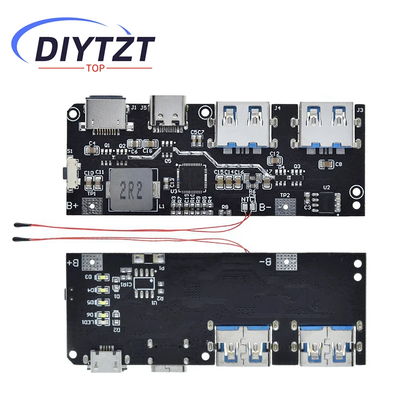 DIYTZT QC4.0 QC3.0 LED double USB 5V 4.5A 22.5W Micro/type-c USB batterie externe Mobile 18650 Module de charge Protection de la température