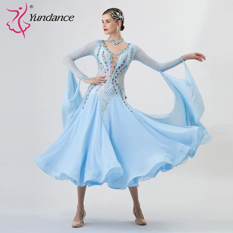 

B-22224 Новое международное стандартное платье для бальных танцев на заказ, высококачественные жемчужные шелковые платья для бальных танцев на продажу