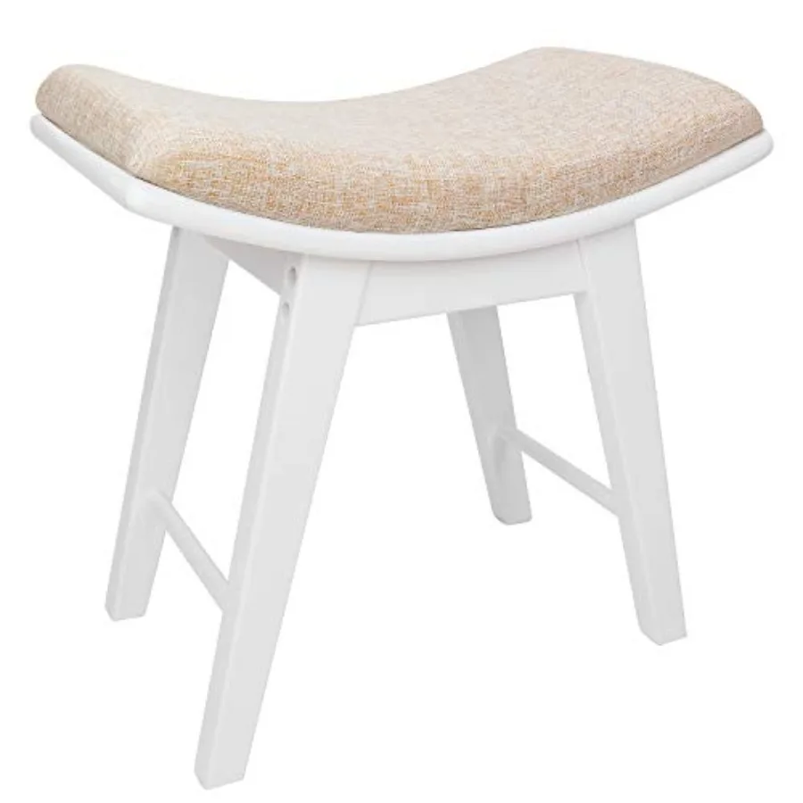 

Oak Wood Vanity Stool Modern Makeup Dressing Stool with Concave Seat Surface Capacity 300lb Easy Assembly