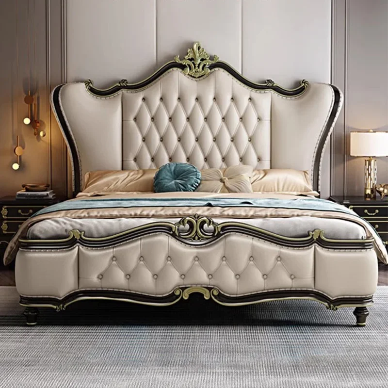 Luxury European Marriage Bed Under Storage Queen Size Bedroom Bed Luxury Wood Lit Princesse Enfant Fille Modern Furniture